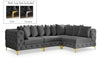 Meridian Furniture - Tremblay 109" Grey Velvet Upholstered 4pc. Sectional - 686Grey-Sec4A - GreatFurnitureDeal