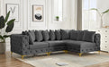 Meridian Furniture - Tremblay 109" Grey Velvet Upholstered 4pc. Sectional - 686Grey-Sec4A - GreatFurnitureDeal