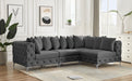 Meridian Furniture - Tremblay 109" Grey Velvet Upholstered 4pc. Sectional - 686Grey-Sec4A - GreatFurnitureDeal