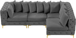 Meridian Furniture - Tremblay 109" Grey Velvet Upholstered 4pc. Sectional - 686Grey-Sec4A - GreatFurnitureDeal