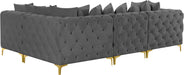 Meridian Furniture - Tremblay 109" Grey Velvet Upholstered 4pc. Sectional - 686Grey-Sec4A - GreatFurnitureDeal