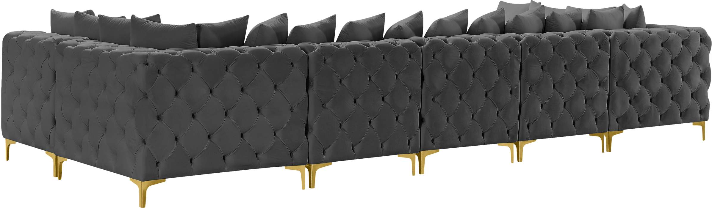 Meridian Furniture - Tremblay 169" Grey Velvet Upholstered 7pc. Sectional - 686Grey-Sec7A - GreatFurnitureDeal