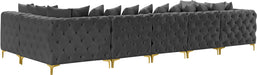 Meridian Furniture - Tremblay 169" Grey Velvet Upholstered 7pc. Sectional - 686Grey-Sec7A - GreatFurnitureDeal