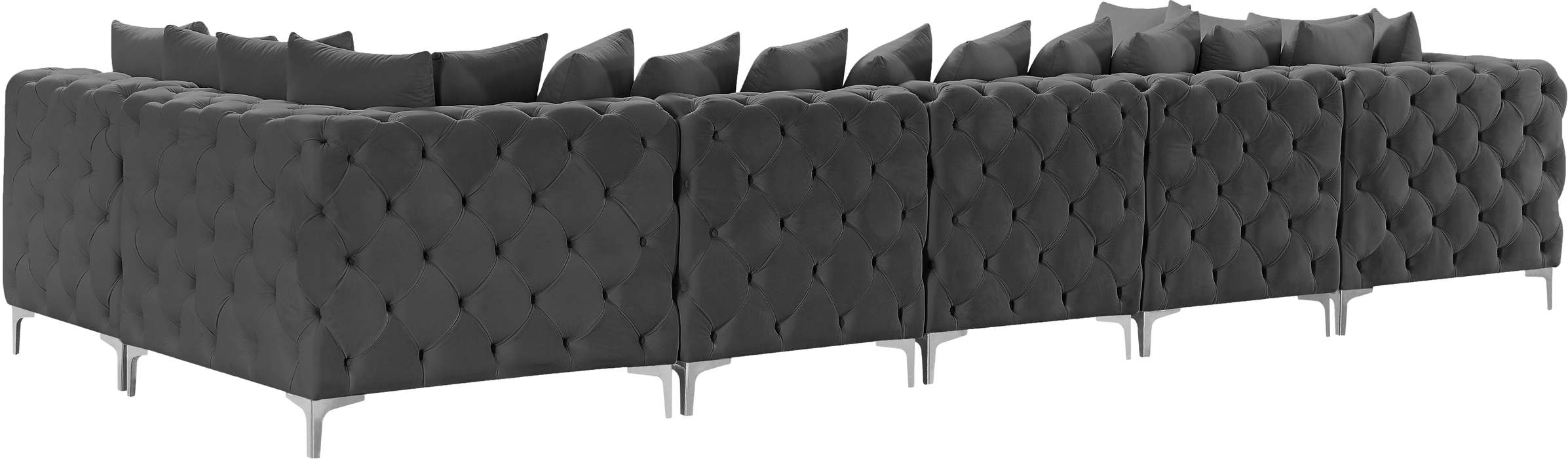 Meridian Furniture - Tremblay 169" Grey Velvet Upholstered 7pc. Sectional - 686Grey-Sec7A - GreatFurnitureDeal