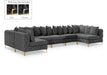 Meridian Furniture - Tremblay 169" Grey Velvet Upholstered 7pc. Sectional - 686Grey-Sec7A - GreatFurnitureDeal