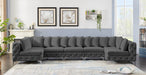 Meridian Furniture - Tremblay 169" Grey Velvet Upholstered 7pc. Sectional - 686Grey-Sec7A - GreatFurnitureDeal