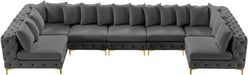 Meridian Furniture - Tremblay 169" Grey Velvet Upholstered 7pc. Sectional - 686Grey-Sec7A - GreatFurnitureDeal