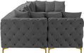 Meridian Furniture - Tremblay 169" Grey Velvet Upholstered 7pc. Sectional - 686Grey-Sec7A - GreatFurnitureDeal