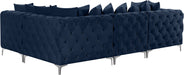 Meridian Furniture - Tremblay 109" Navy Velvet Upholstered 4pc. Sectional - 686Navy-Sec4A - GreatFurnitureDeal