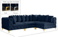 Meridian Furniture - Tremblay 109" Navy Velvet Upholstered 4pc. Sectional - 686Navy-Sec4A - GreatFurnitureDeal