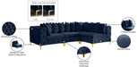 Meridian Furniture - Tremblay 109" Navy Velvet Upholstered 4pc. Sectional - 686Navy-Sec4A - GreatFurnitureDeal