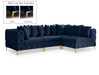 Meridian Furniture - Tremblay 109" Navy Velvet Upholstered 4pc. Sectional - 686Navy-Sec4A - GreatFurnitureDeal