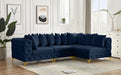 Meridian Furniture - Tremblay 109" Navy Velvet Upholstered 4pc. Sectional - 686Navy-Sec4A - GreatFurnitureDeal