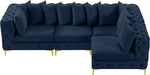Meridian Furniture - Tremblay 109" Navy Velvet Upholstered 4pc. Sectional - 686Navy-Sec4A - GreatFurnitureDeal
