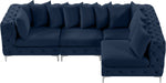 Meridian Furniture - Tremblay 109" Navy Velvet Upholstered 4pc. Sectional - 686Navy-Sec4A - GreatFurnitureDeal