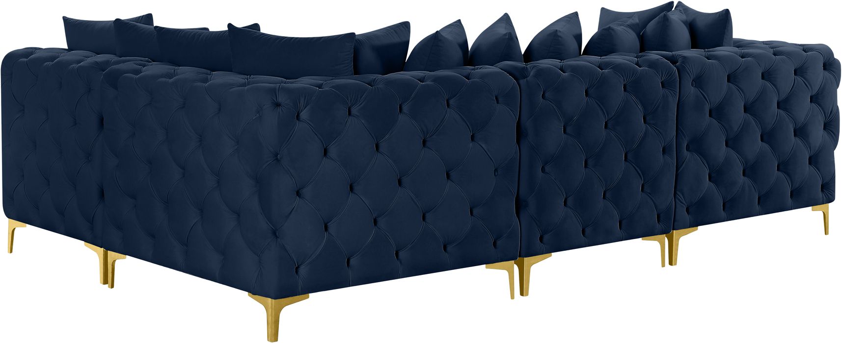 Meridian Furniture - Tremblay 109" Navy Velvet Upholstered 4pc. Sectional - 686Navy-Sec4A - GreatFurnitureDeal