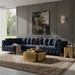 Meridian Furniture - Tremblay 139" Navy Velvet Upholstered 5pc. Sectional - 686Navy-Sec5A - GreatFurnitureDeal