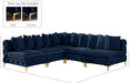 Meridian Furniture - Tremblay 99" Navy Velvet Upholstered 5pc. Sectional - 686Navy-Sec5B - GreatFurnitureDeal