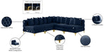 Meridian Furniture - Tremblay 99" Navy Velvet Upholstered 5pc. Sectional - 686Navy-Sec5B - GreatFurnitureDeal