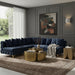 Meridian Furniture - Tremblay 99" Navy Velvet Upholstered 5pc. Sectional - 686Navy-Sec5B - GreatFurnitureDeal