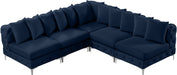 Meridian Furniture - Tremblay 99" Navy Velvet Upholstered 5pc. Sectional - 686Navy-Sec5B - GreatFurnitureDeal