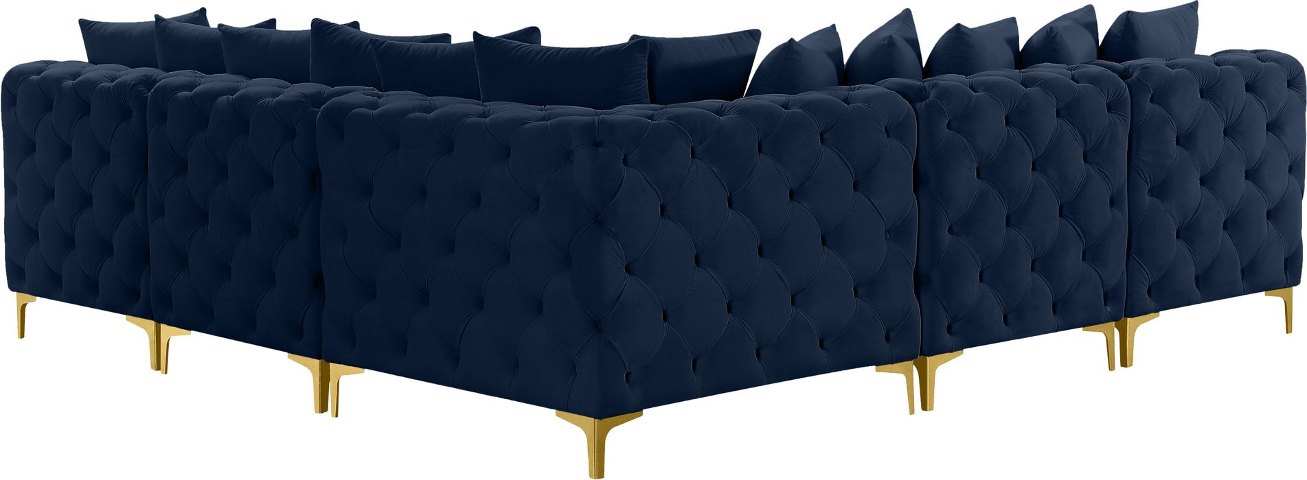 Meridian Furniture - Tremblay 99" Navy Velvet Upholstered 5pc. Sectional - 686Navy-Sec5B - GreatFurnitureDeal