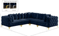 Meridian Furniture - Tremblay 109" Navy Velvet Upholstered 5pc. Sectional - 686Navy-Sec5C - GreatFurnitureDeal