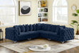 Meridian Furniture - Tremblay 109" Navy Velvet Upholstered 5pc. Sectional - 686Navy-Sec5C - GreatFurnitureDeal