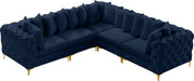 Meridian Furniture - Tremblay 109" Navy Velvet Upholstered 5pc. Sectional - 686Navy-Sec5C - GreatFurnitureDeal