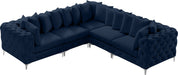 Meridian Furniture - Tremblay 109" Navy Velvet Upholstered 5pc. Sectional - 686Navy-Sec5C - GreatFurnitureDeal