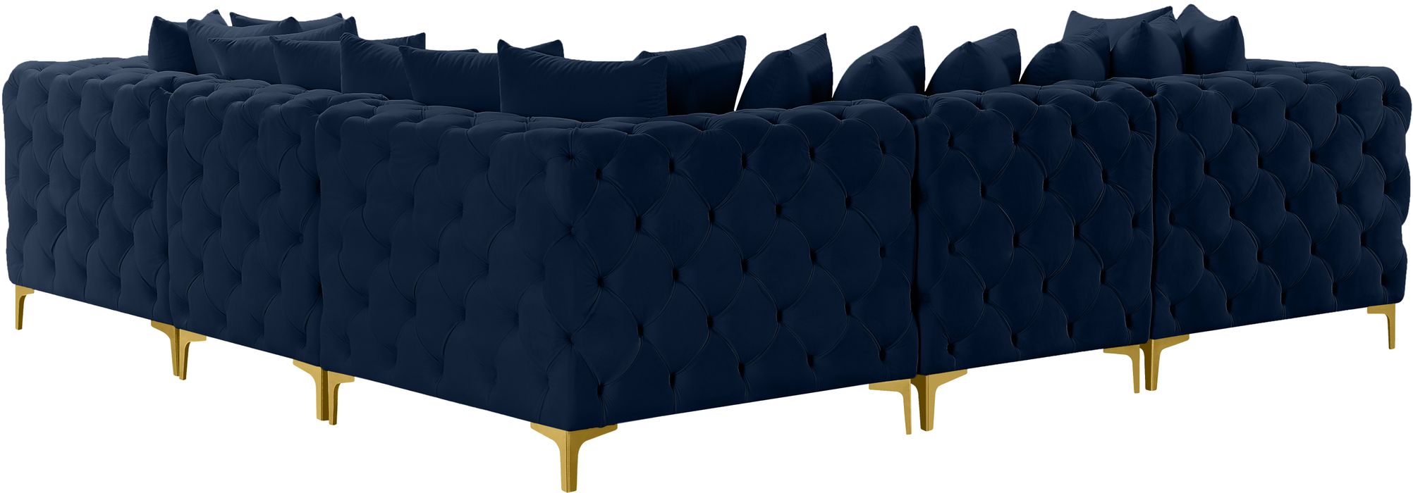 Meridian Furniture - Tremblay 109" Navy Velvet Upholstered 5pc. Sectional - 686Navy-Sec5C - GreatFurnitureDeal