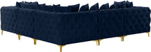Meridian Furniture - Tremblay 109" Navy Velvet Upholstered 5pc. Sectional - 686Navy-Sec5C - GreatFurnitureDeal