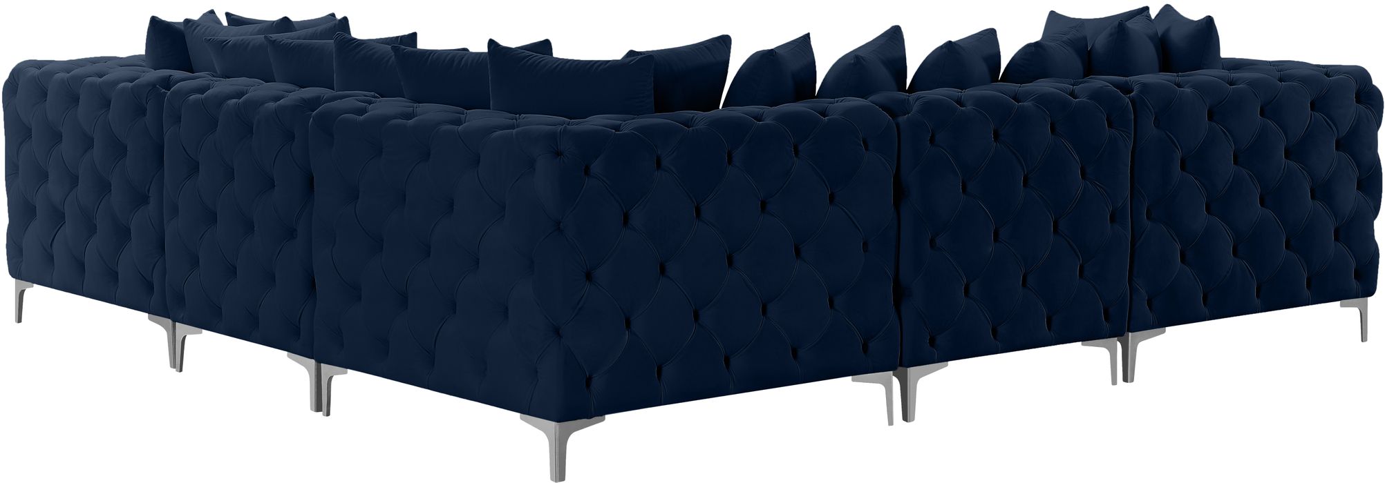 Meridian Furniture - Tremblay 109" Navy Velvet Upholstered 5pc. Sectional - 686Navy-Sec5C - GreatFurnitureDeal