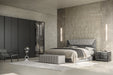 ESF Furniture - Vulcano Queen Size Bed Upholstry in Luxury Grey Oak - VULCANOQSBED - GreatFurnitureDeal