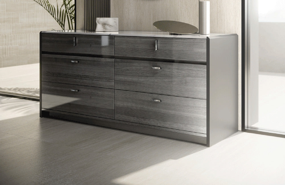 ESF Furniture - Vulcano Double Dresser in Luxury Grey Oak - VULCANODD