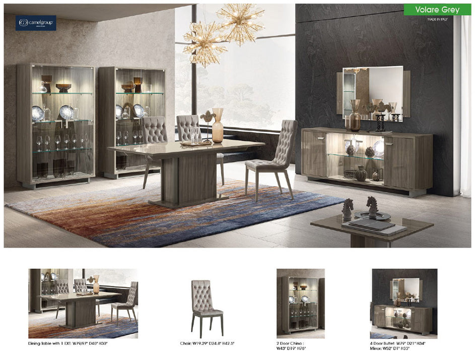 ESF Furniture - Volare 12 Piece Dining Room Set in Grey - VOLARETABLEGREY-12SET