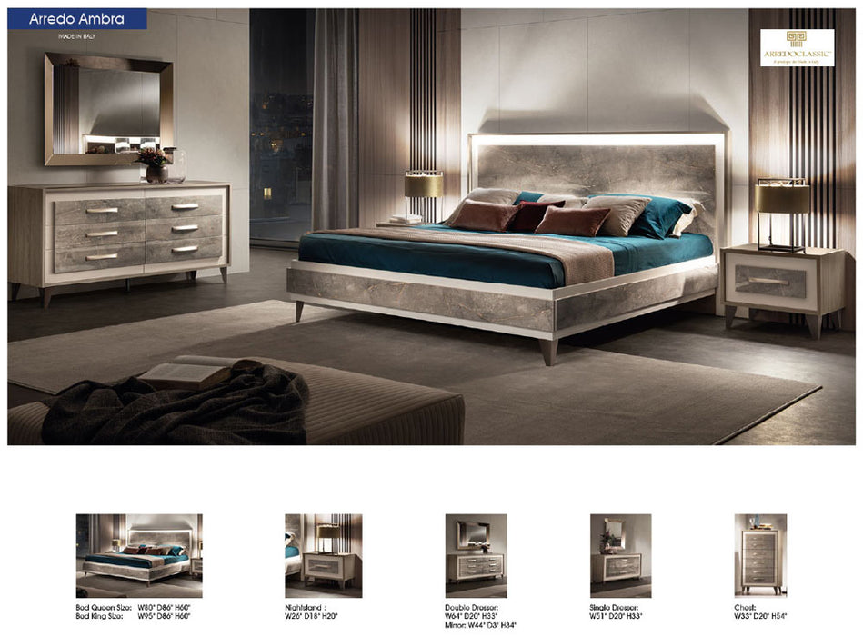ESF Furniture - ArredoAmbra 6 Piece Queen Bedroom Set in Bronze - ARREDOAMBRAQS-6SET - GreatFurnitureDeal