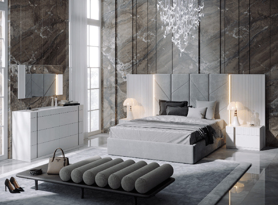ESF Furniture - Helen Queen Size Bed in White Matt - HELLENQS - GreatFurnitureDeal