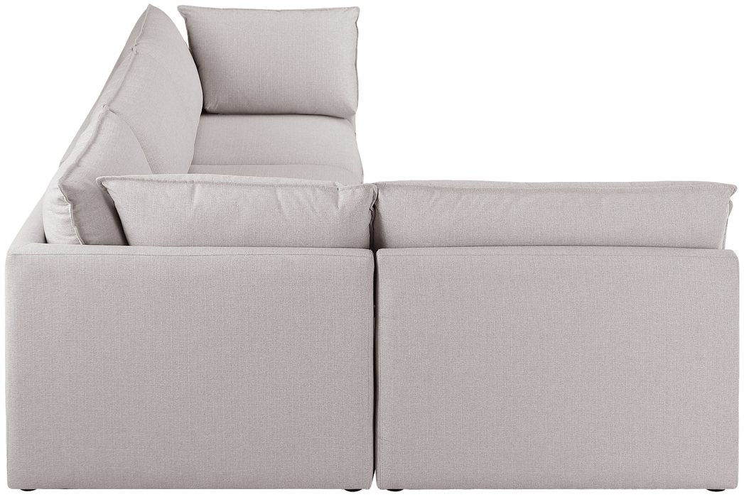 Meridian Furniture - Mackenzie 120" Beige Linen Textured Fabric Upholstered 4pc. Sectional - 688Beige-Sec4A - GreatFurnitureDeal