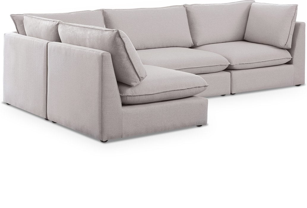 Meridian Furniture - Mackenzie 120" Beige Linen Textured Fabric Upholstered 4pc. Sectional - 688Beige-Sec4A - GreatFurnitureDeal