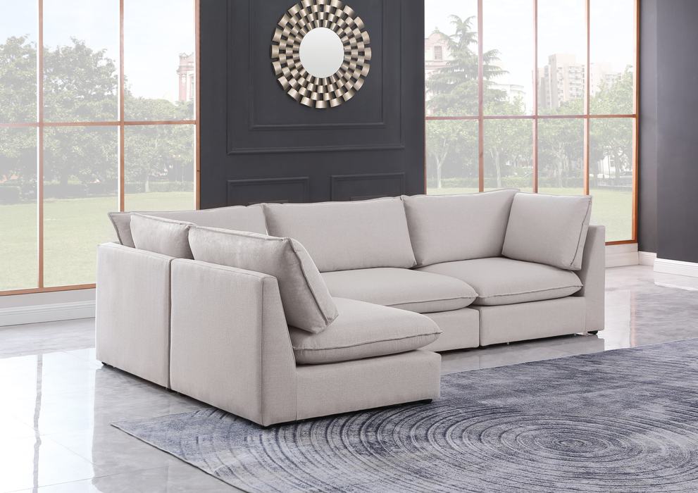 Meridian Furniture - Mackenzie 120" Beige Linen Textured Fabric Upholstered 4pc. Sectional - 688Beige-Sec4A - GreatFurnitureDeal