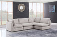 Meridian Furniture - Mackenzie 120" Beige Linen Textured Fabric Upholstered 4pc. Sectional - 688Beige-Sec4A - GreatFurnitureDeal