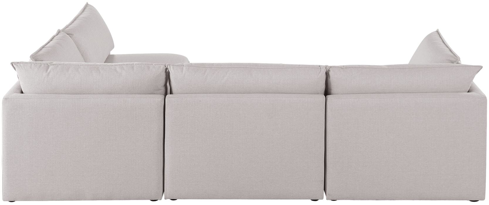 Meridian Furniture - Mackenzie 120" Beige Linen Textured Fabric Upholstered 4pc. Sectional - 688Beige-Sec4A - GreatFurnitureDeal
