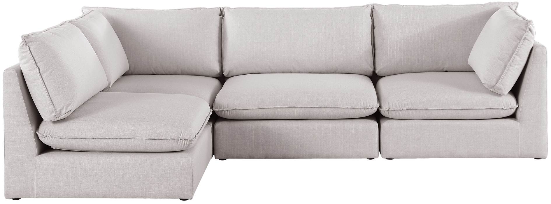 Meridian Furniture - Mackenzie 120" Beige Linen Textured Fabric Upholstered 4pc. Sectional - 688Beige-Sec4A - GreatFurnitureDeal