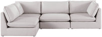 Meridian Furniture - Mackenzie 120" Beige Linen Textured Fabric Upholstered 4pc. Sectional - 688Beige-Sec4A - GreatFurnitureDeal