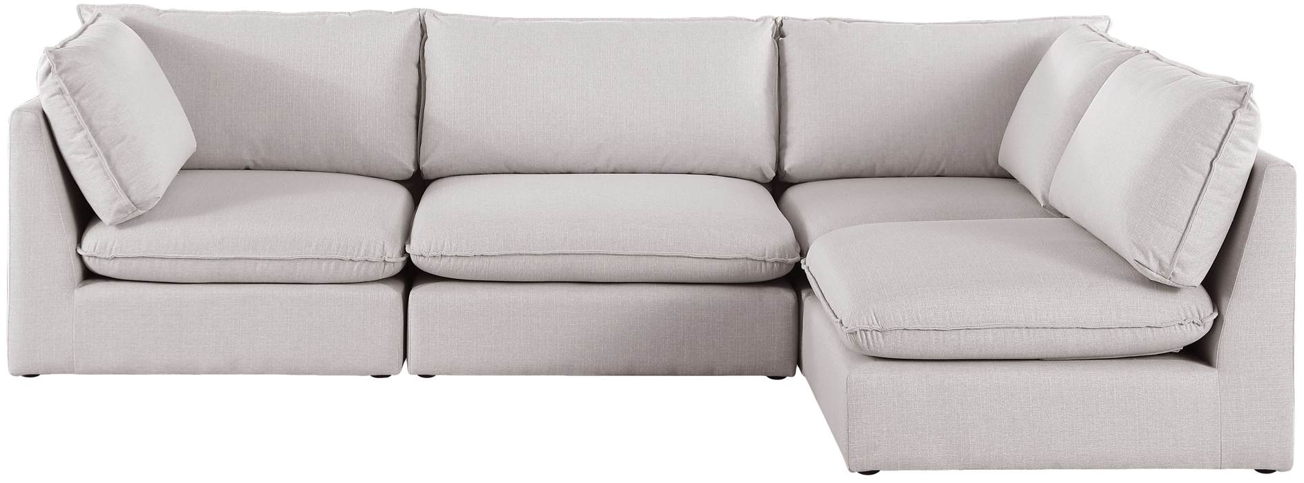 Meridian Furniture - Mackenzie 120" Beige Linen Textured Fabric Upholstered 4pc. Sectional - 688Beige-Sec4A - GreatFurnitureDeal
