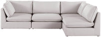 Meridian Furniture - Mackenzie 120" Beige Linen Textured Fabric Upholstered 4pc. Sectional - 688Beige-Sec4A - GreatFurnitureDeal