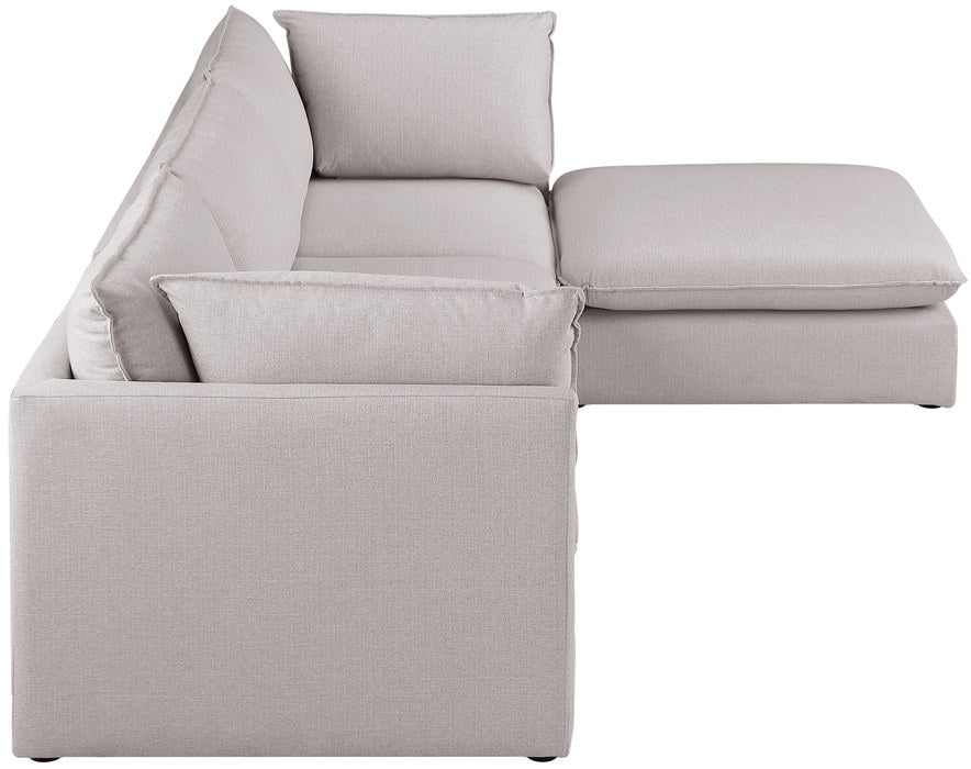 Meridian Furniture - Mackenzie 120" Beige Linen Textured Fabric Upholstered 4pc. Sectional - 688Beige-Sec4A - GreatFurnitureDeal