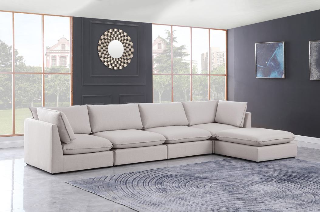 Meridian Furniture - Mackenzie 160" Beige Linen Textured Fabric Upholstered 5pc. Sectional - 688Beige-Sec5B - GreatFurnitureDeal