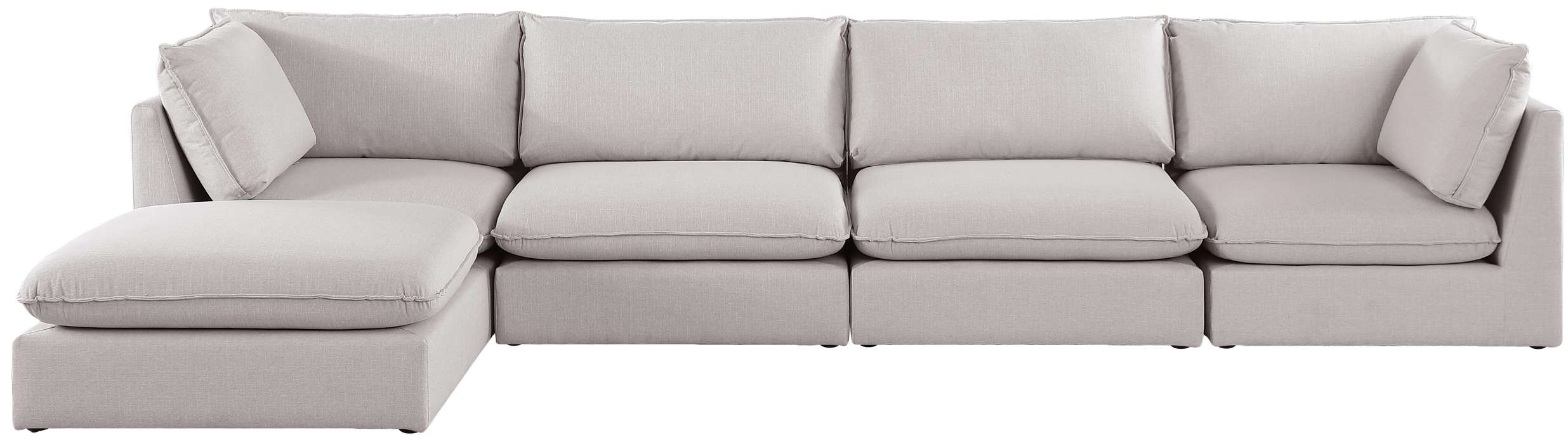 Meridian Furniture - Mackenzie 160" Beige Linen Textured Fabric Upholstered 5pc. Sectional - 688Beige-Sec5B - GreatFurnitureDeal